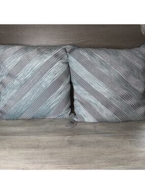Callisto Home Pleat Velvet Decorative Pillow (2) Aqua Blue/Silver 22" Sq New$600
